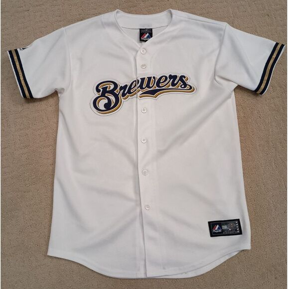 Majestic MLB Milwaukee Brewers Jersey Mens XL White Blank Short Sleeve - Picture 1 of 8
